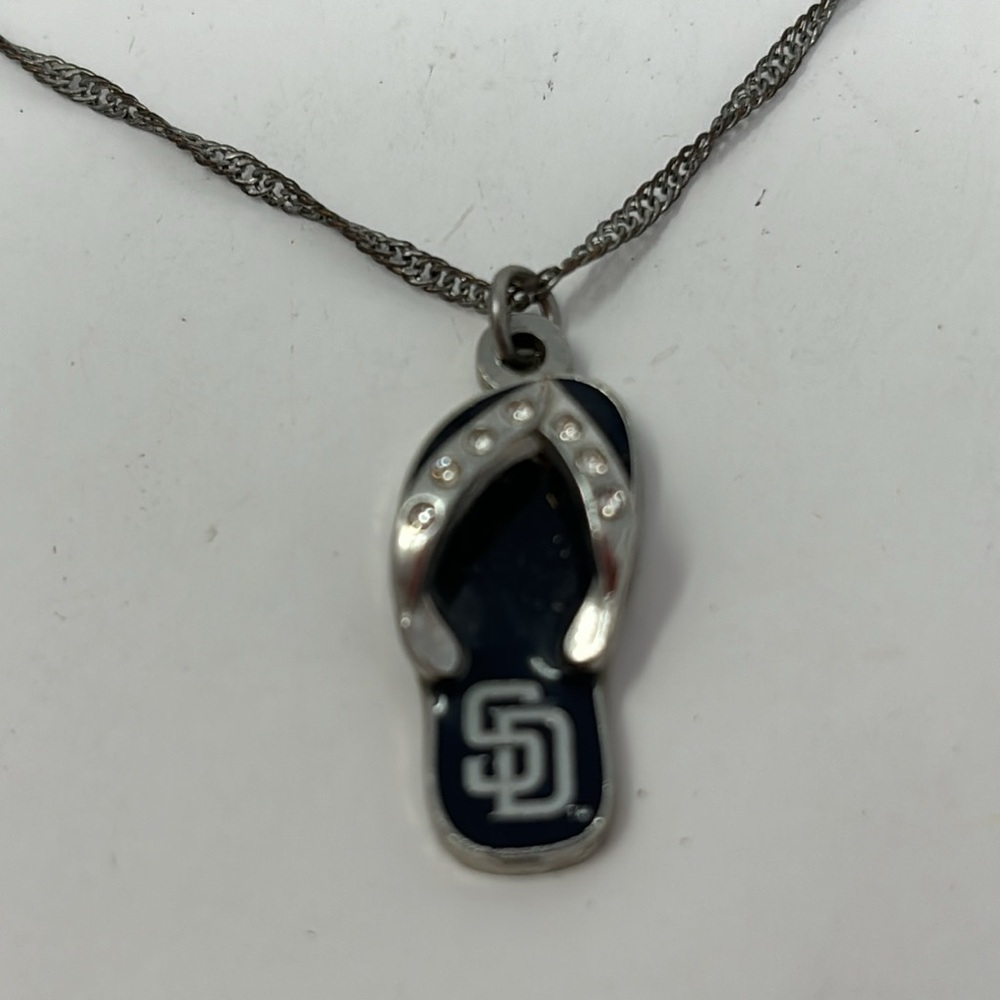 SD padres Blue and Silver Boy's Flip Flop Necklace